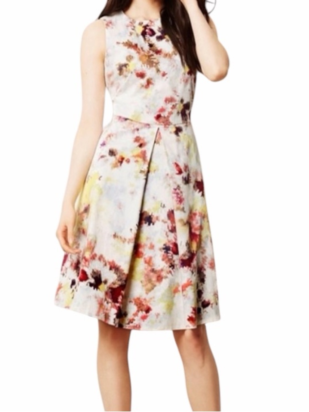 Hunter Bell "Kukka" Watercolor Floral Sleeveless Aline Cutout Back Mini Dress 4
